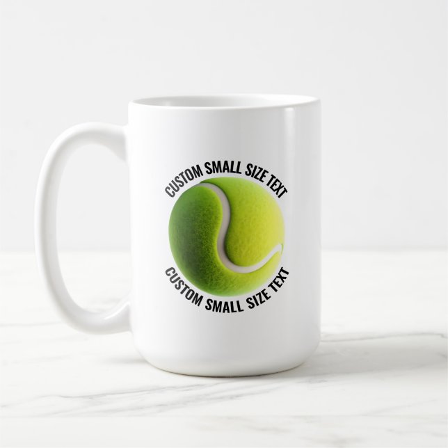 Kleiner personalisierter Text Tennisball 425g Cust Kaffeetasse (Links)