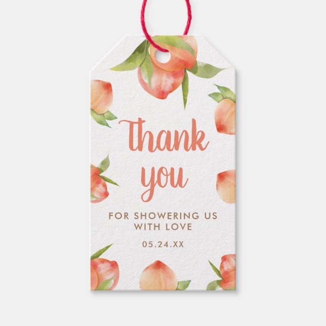 Kleiner Pfirsich ist auf dem Weg Mädchen Dusche Ge Geschenkanhänger (Vorderseite)