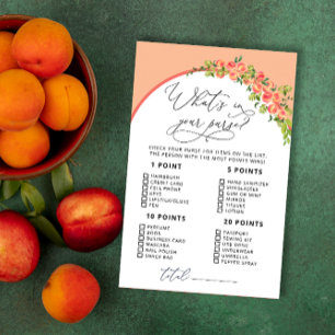 Kleiner Pfirsich Was in Ihrem Purse Baby Shower Ga