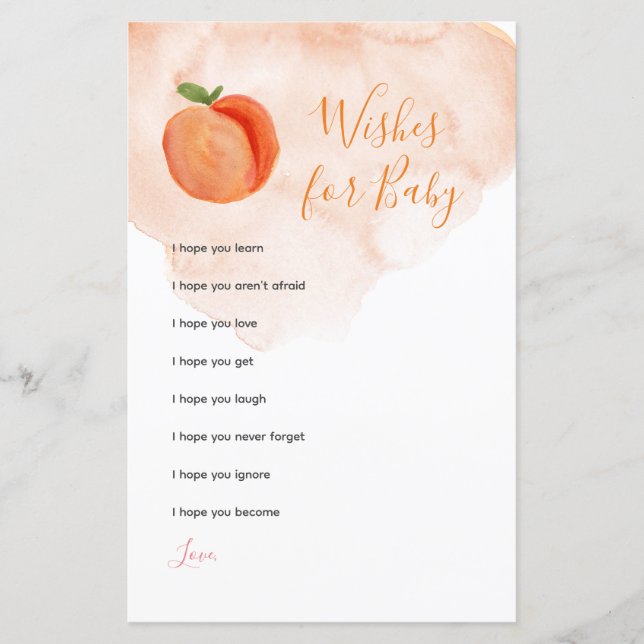 Kleiner Pfirsichsommer wünscht sich eine Babykarte (Vorderseite)