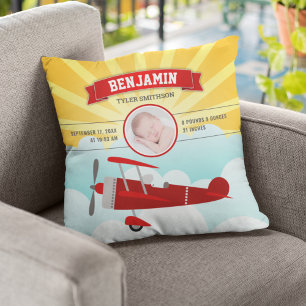 Kleiner Pilot Red Airplane Baby Foto Geburtsstunde Kissen
