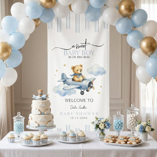Kleiner Pilot Teddy-Bär-Baby-Party-Banner Banner