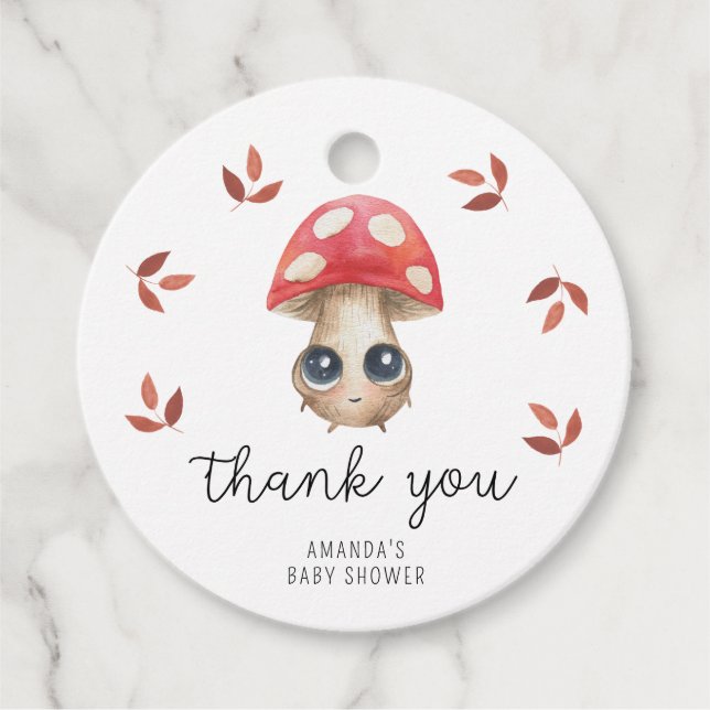 Kleiner Pilz - Kinderdusche danke Geschenkanhänger (Vorderseite)