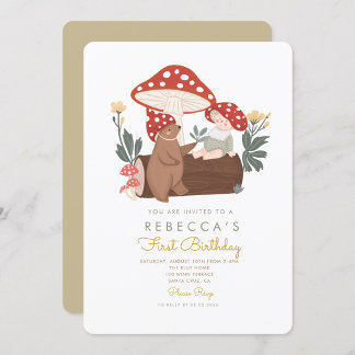 Kleiner Pilz-Wald Erster Geburtstag Einladung