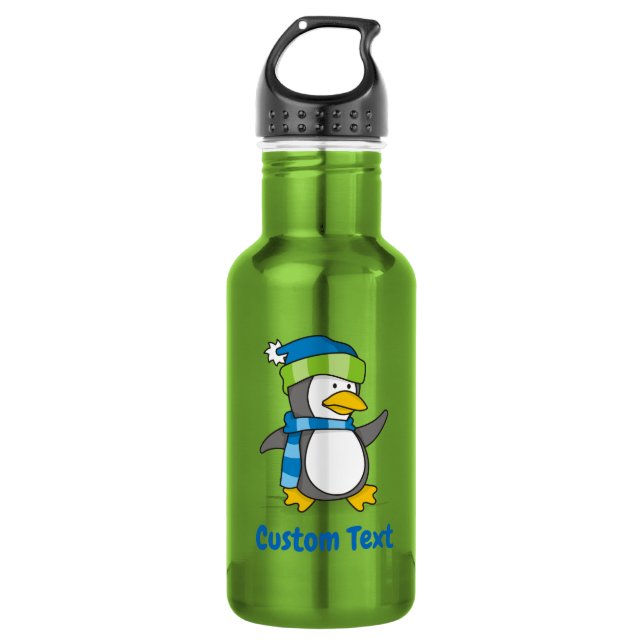 Kleiner Pinguin auf Schneeflasche Edelstahlflasche (Vorderseite)