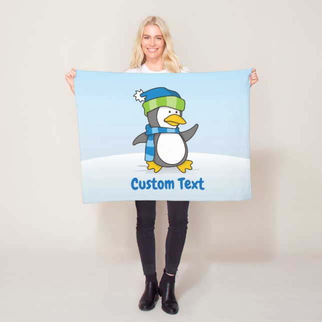 Kleiner Pinguin auf Schneeflocke Fleecedecke (Beispiel)