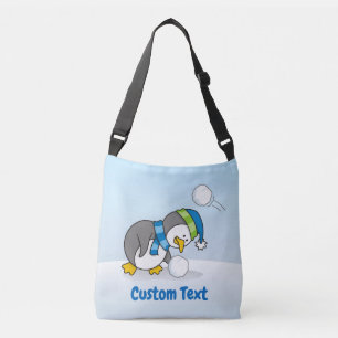 Kleiner Pinguin bekommt eine Schneeball-Crossbody- Tragetaschen Mit Langen Trägern