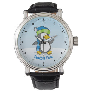 Kleiner Pinguin, der auf Schnee geht Armbanduhr