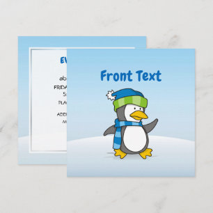 Kleiner Pinguin, der auf Schnee geht Einladung