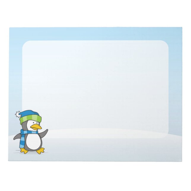 Kleiner Pinguin, der auf Schnee geht Notizblock (Vorderseite)