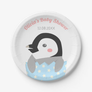 Kleiner Pinguin-Jungtier Baby Shower Pappteller