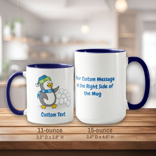 Kleiner Pinguin mit Schneebälle schwänzend Tasse