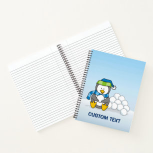 Kleiner Pinguin mit Schneebällen Notizbuch