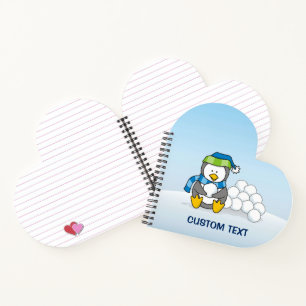 Kleiner Pinguin mit Schneebällen Notizbuch