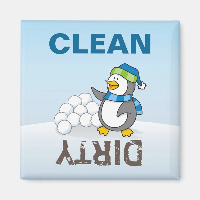 Kleiner Pinguin mit schneebedeckten Kugeln Magnet (Vorne)
