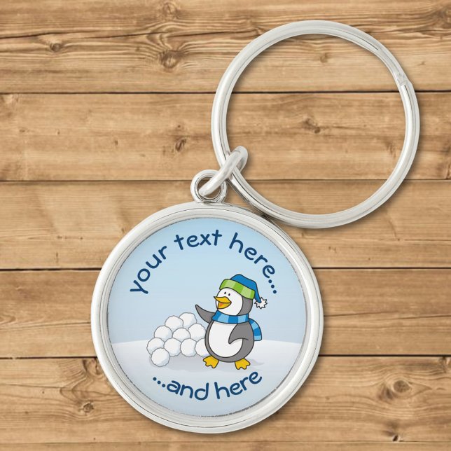 Kleiner Pinguin mit schneebedeckten Kugeln Schlüsselanhänger (Von Creator hochgeladen)