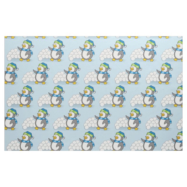 Kleiner Pinguin mit schneebedeckten Kugeln Stoff (Fat Quarter (45,7 x 55,9 cm))