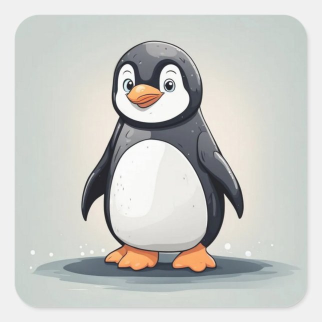 Kleiner Pinguin Quadratischer Aufkleber (Vorderseite)