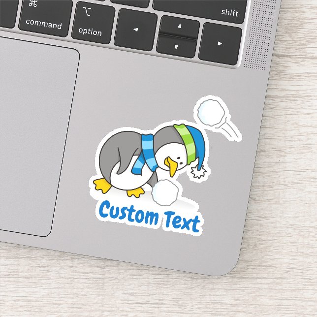 Kleiner Pinguin schneit Aufkleber (Detail)