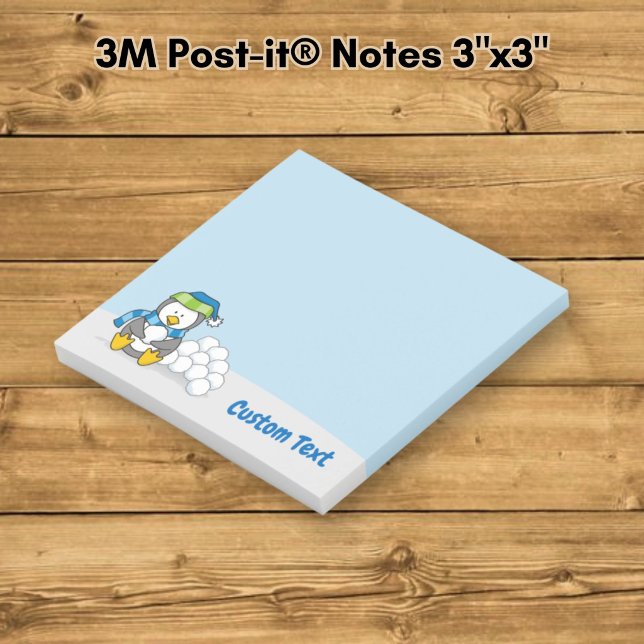 Kleiner Pinguin sitzend mit Snowballs Post-it Klebezettel (Von Creator hochgeladen)