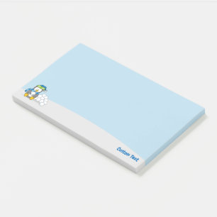 Kleiner Pinguin sitzend mit Snowballs Post-it Note Klebezettel