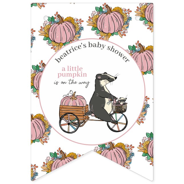 Kleiner Pink Pumpkin Es ist ein Mädchen Baby Dusch Wimpelkette (Dritte Fahne)