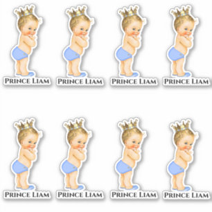 Kleiner Prinz Baby Junge Hellblau Gold Krone Aufkleber
