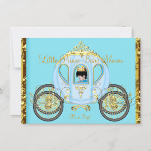 Kleiner Prinz Baby Shower Blau Gold Junge Karosse Einladung