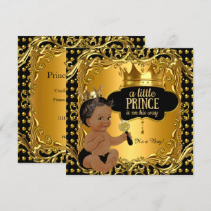 Kleiner Prinz Baby Shower Goldene Rassel Ethnisch Einladung