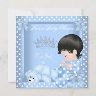 Kleiner Prinz Baby Shower Junge Blau Punkte 2 Einladung