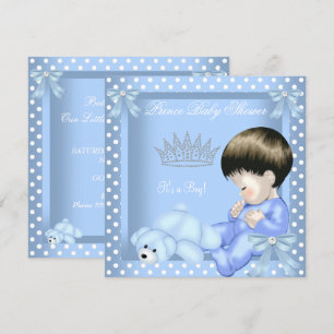 Kleiner Prinz Baby Shower Junge Blau Weiß Punkte Einladung