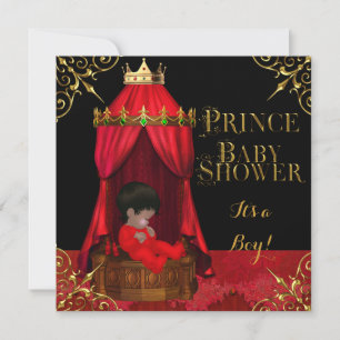 Kleiner Prinz Baby Shower Junge Regales Rot Kronen Einladung