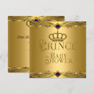 Kleiner Prinz Baby Shower Junge Regent Blau Krone  Einladung
