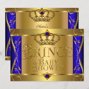 Kleiner Prinz Baby Shower Junge Regent Blau Krone  Einladung