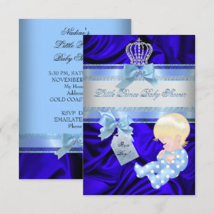 Kleiner Prinz Baby Shower Junge Royal Blau Blond Einladung