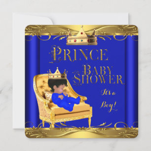 Kleiner Prinz Baby Shower Junge Royal Blau Krone 6 Einladung
