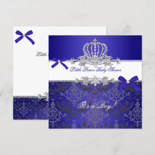 Kleiner Prinz Baby Shower Junge Royalblaue Krone Einladung