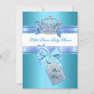 Kleiner Prinz Baby Shower Junge Türkisblaue Krone Einladung