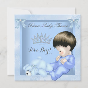Kleiner Prinz Baby Shower Süßer Junge Blaues Spiel Einladung
