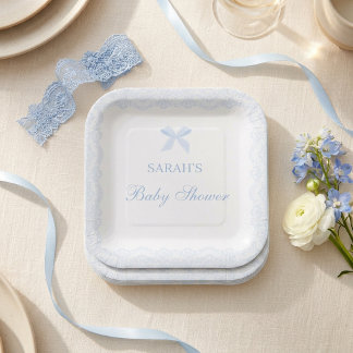 Kleiner Prinz Blaues Spitzen-Baby-Shower Junge Pappteller