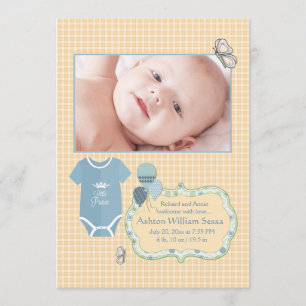 Kleiner Prinz Foto Birth Announcement Ankündigung