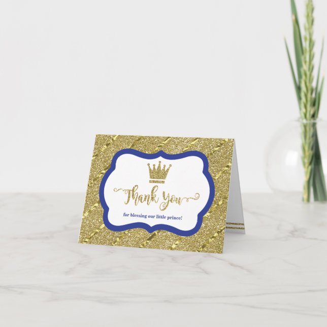 Kleiner Prinz Thank You Card, Blau, Imitat-Glitzer Dankeskarte (Vorderseite)