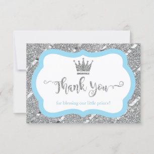 Kleiner Prinz Thank You Card, Blau, Imitat-Glitzer Dankeskarte