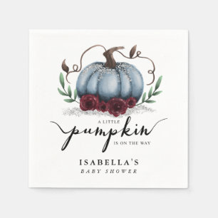 Kleiner Pumpkin auf dem Weg Blue Baby Dusche Serviette