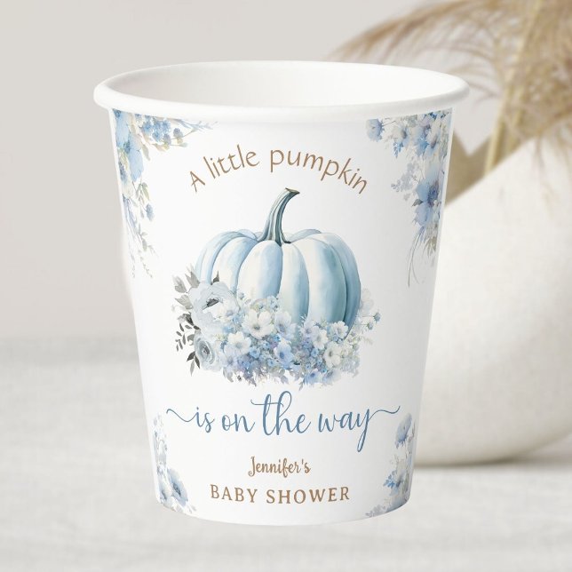 Kleiner Pumpkin auf dem Weg Blue Boy Baby Dusche Pappbecher (Von Creator hochgeladen)