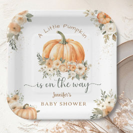 Kleiner Pumpkin auf dem Weg Boho Fall Baby Dusche Pappteller