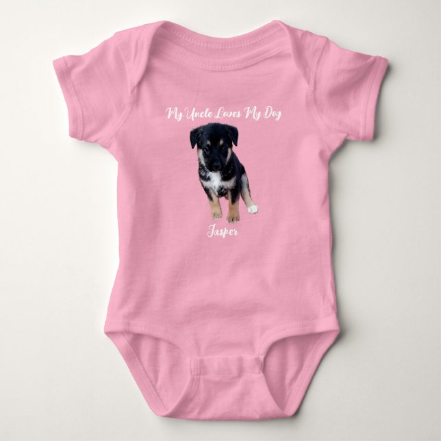Kleiner Pup's Pal: Personalisierter Hund Foto Baby Strampler (Vorderseite)