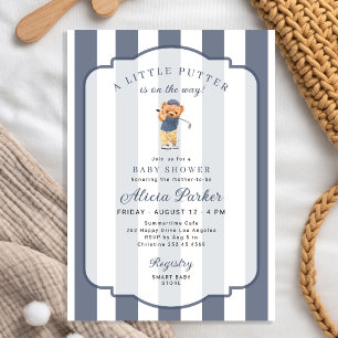 Kleiner Putter auf dem Weg Golf Junge Baby Shower Einladung
