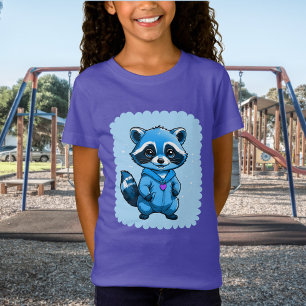 Kleiner Raccoon in blauem T - Shirt