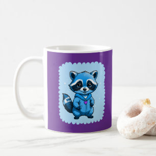 Kleiner Raccoon in blauer Tasse